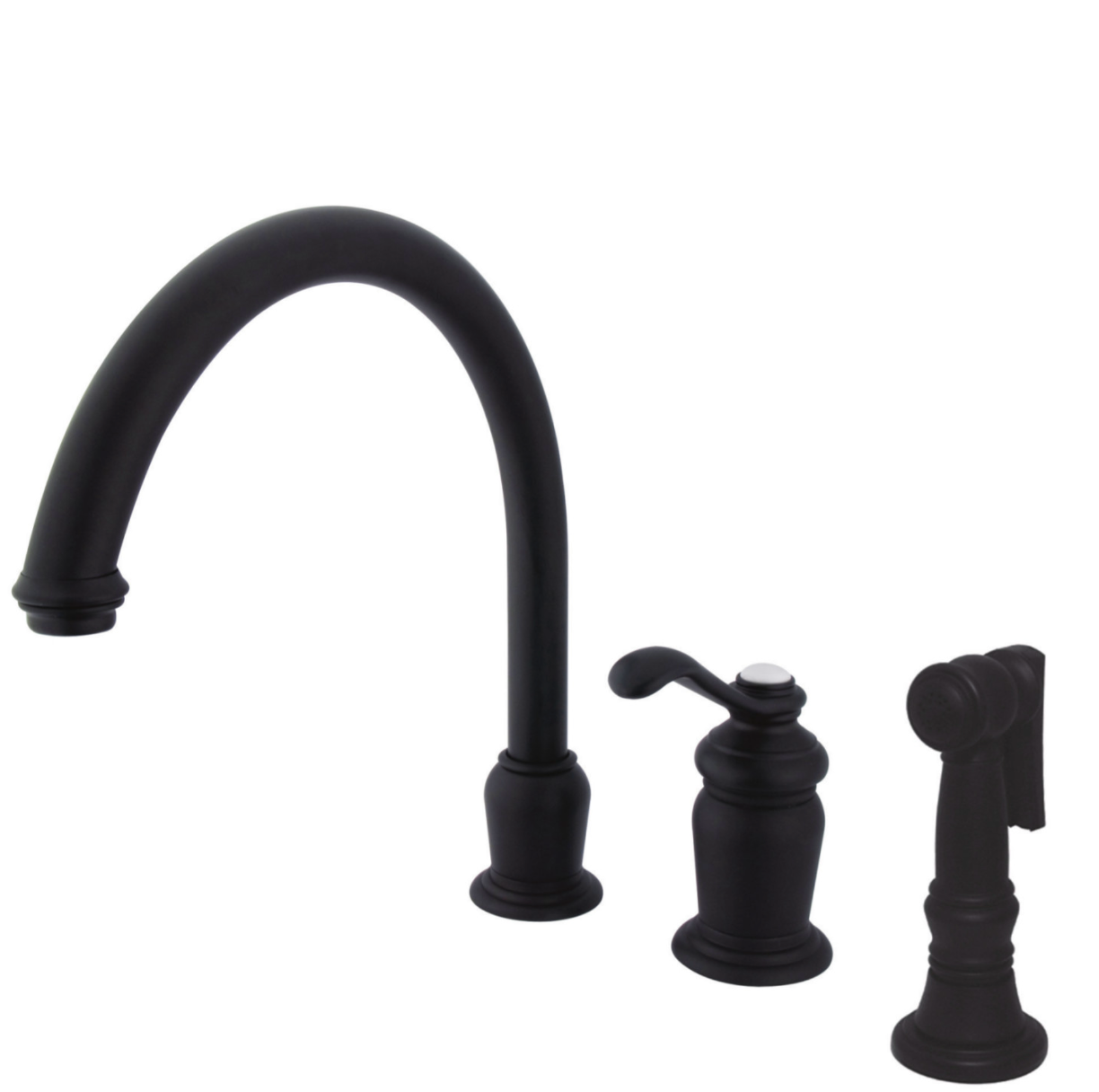 Single-Handle 3-Hole Deck Mount Widespread Kitchen Faucet with Sprayer