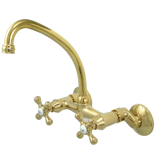Cross Handle Wall Mount Kitchen Faucet with Adjustable Centers