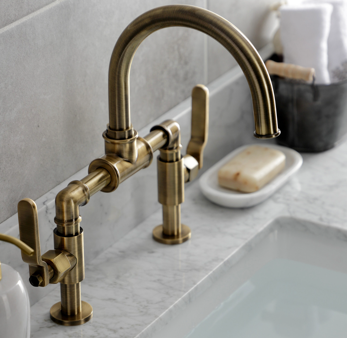 Webb Bridge Bathroom Faucet with Push Pop-Up