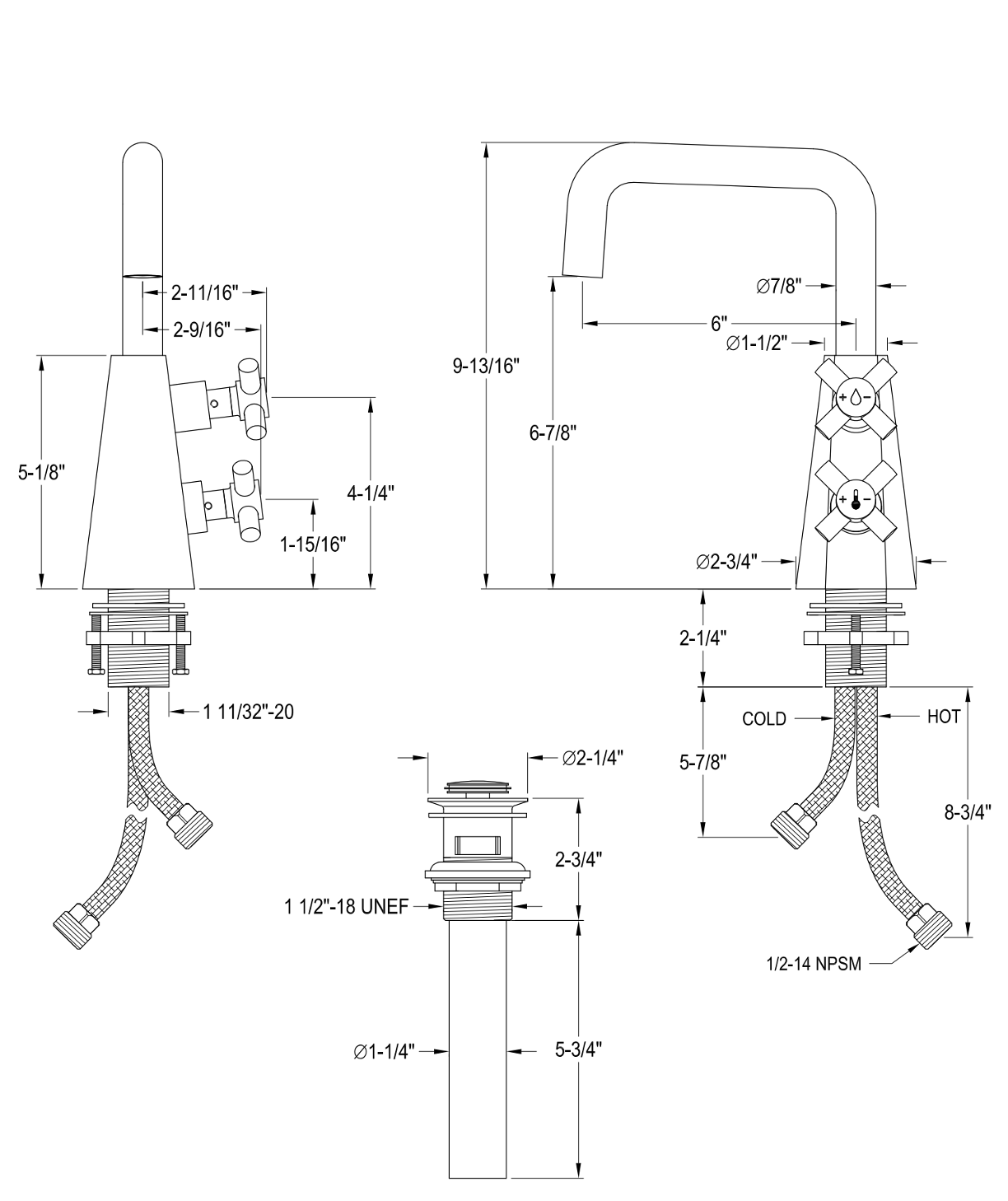 Constantine Two-Handle 1-Hole Deck Mount Bathroom Faucet with Push Pop-Up