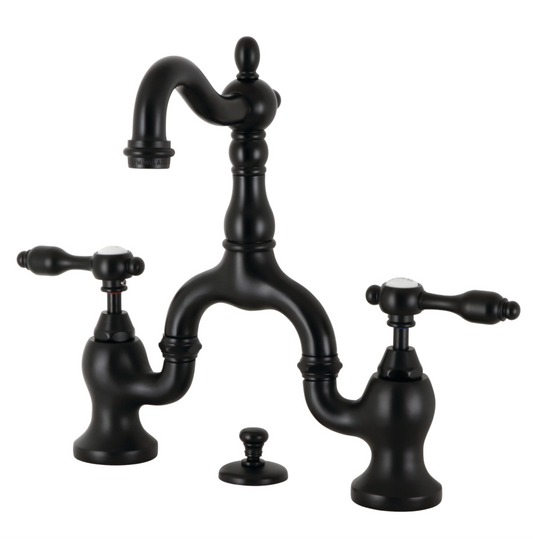 European Bridge Bathroom Faucet with Popup with Lever Handles