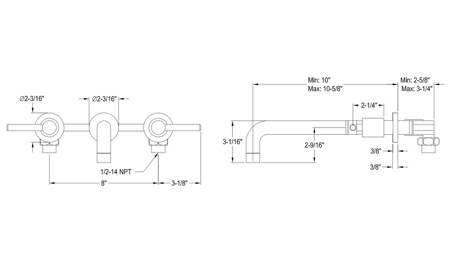 Modern Wall Mount Roman Tub Faucet