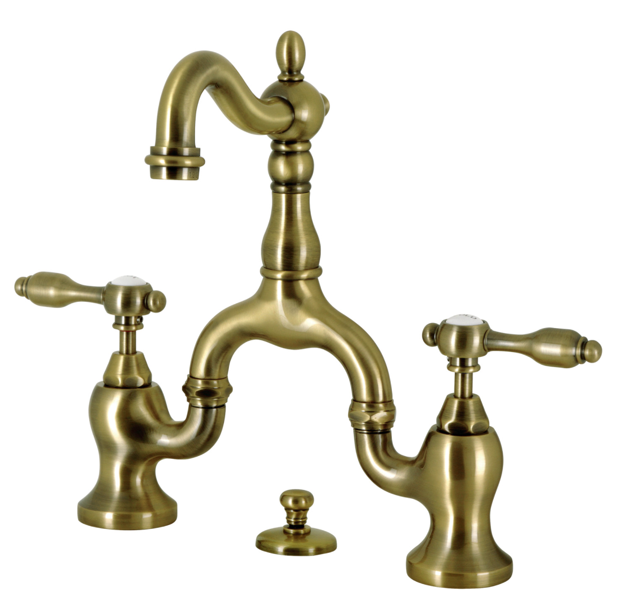 European Bridge Bathroom Faucet with Popup with Lever Handles