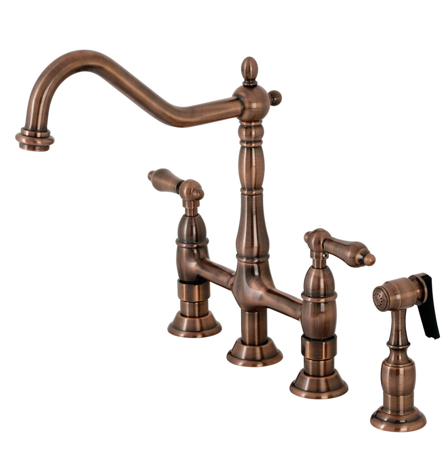 Lever Handles Bridge Kitchen Faucet with Side Spray