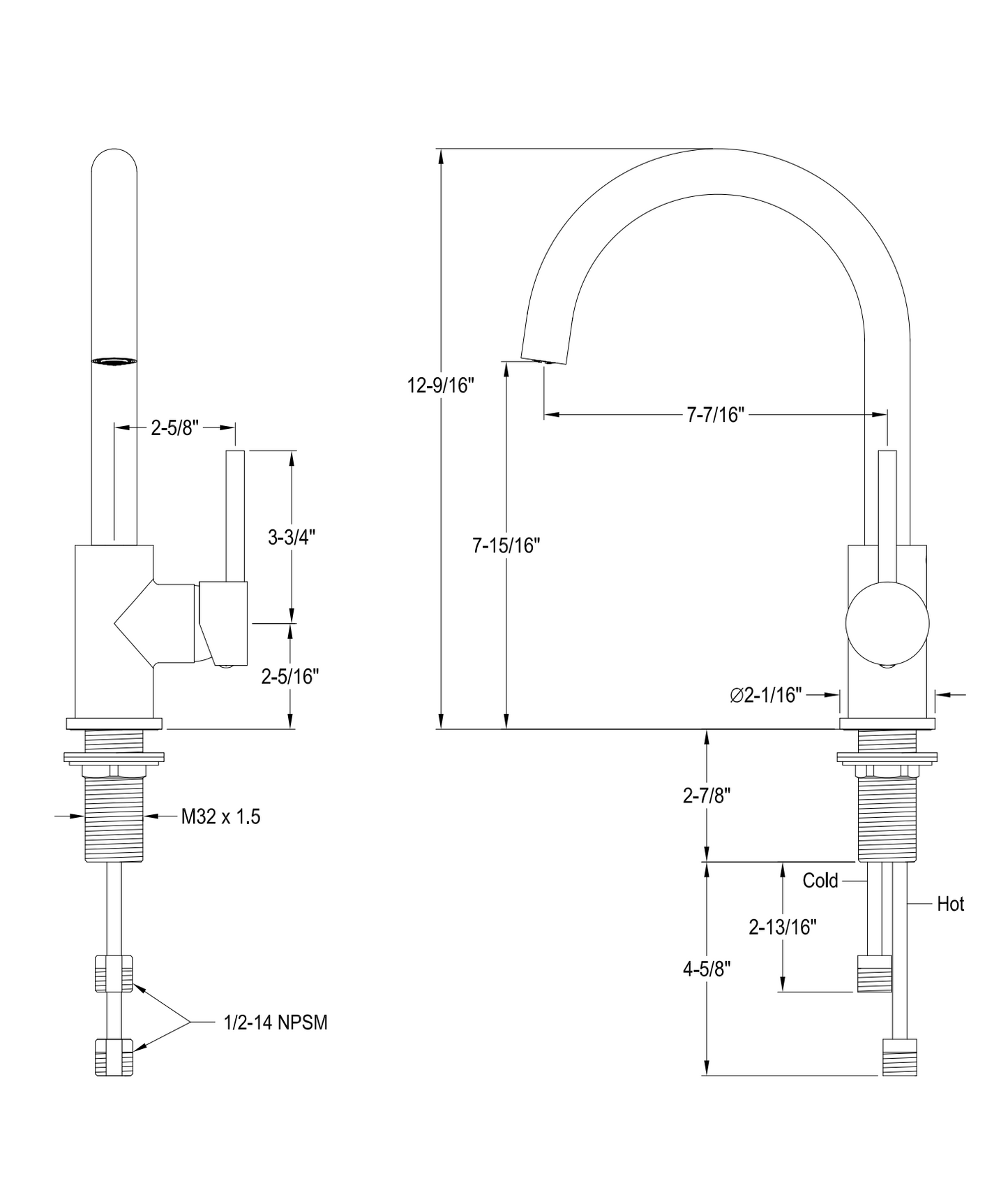 Sleek Design Single-Handle 1-Hole Deck Mount Vessel Faucet