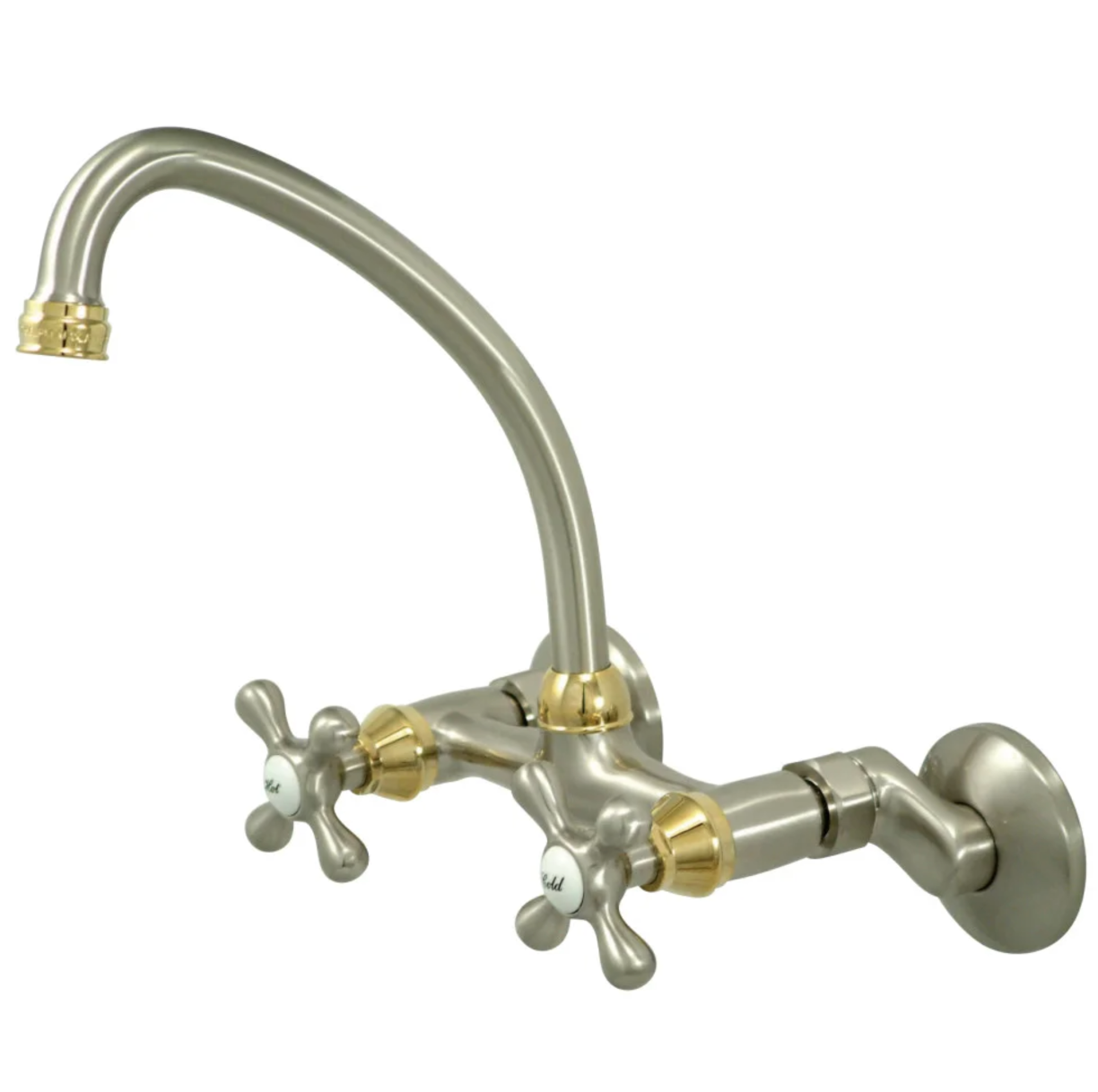 Cross Handle Wall Mount Kitchen Faucet with Adjustable Centers