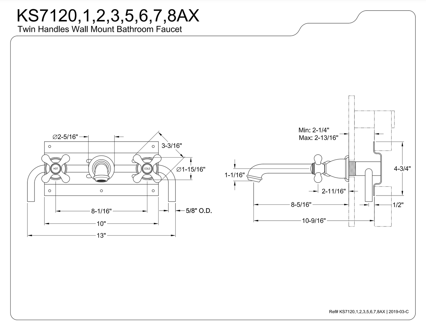 8-Inch Center Wall Mount Bathroom Faucet
