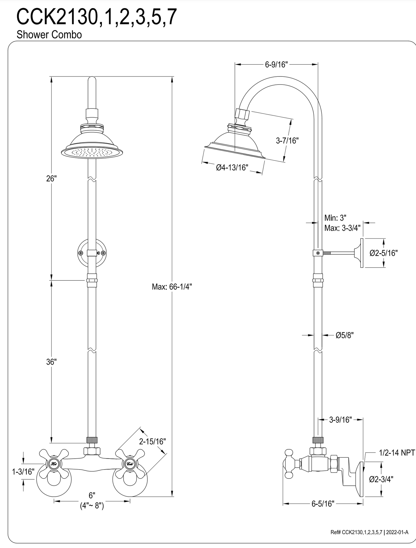 Vintage Wall Mount Shower System