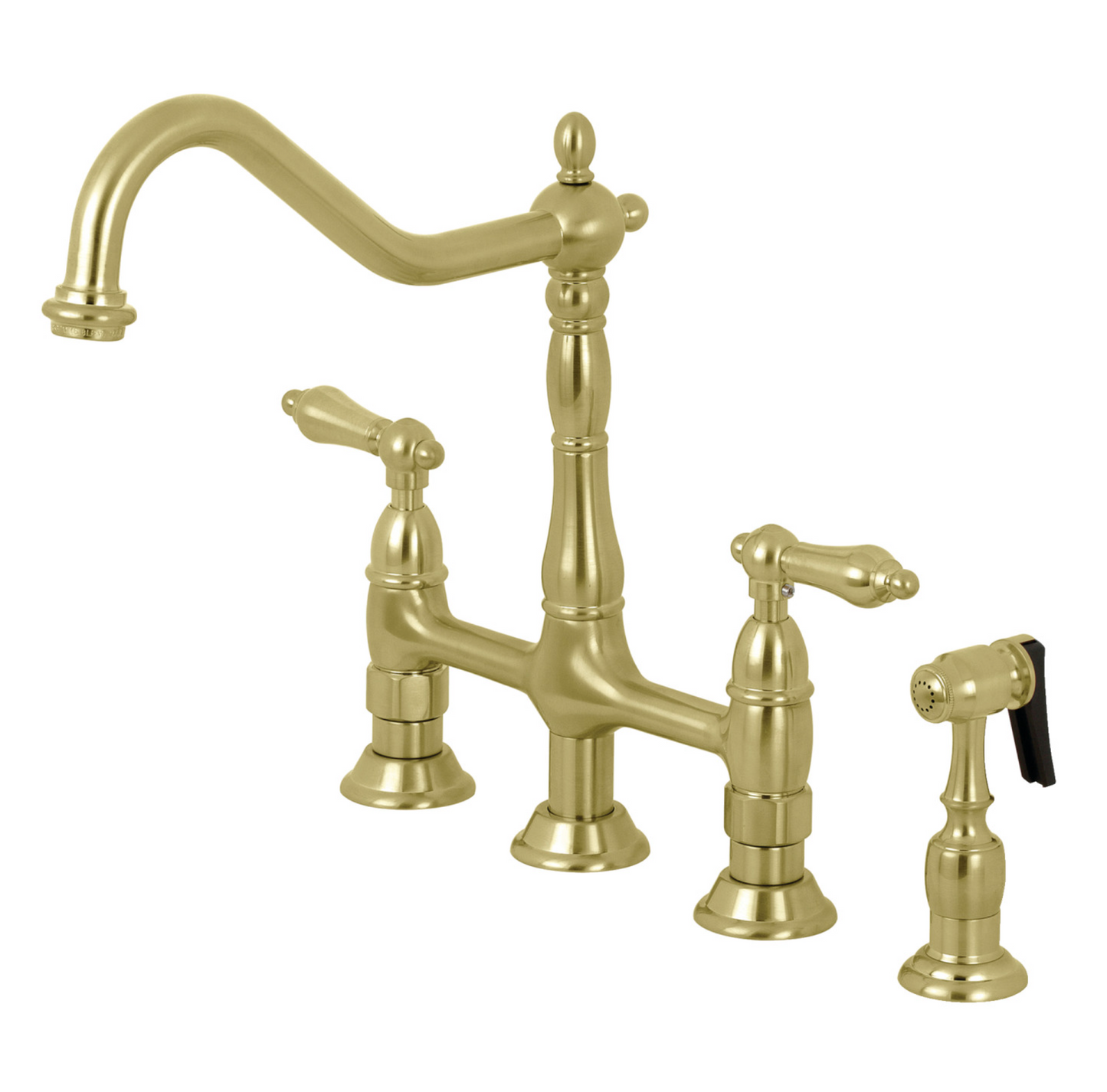 Lever Handles Bridge Kitchen Faucet with Side Spray