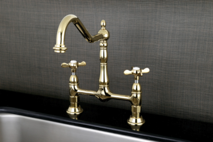 Essex Cross Handles Bridge Kitchen Faucet