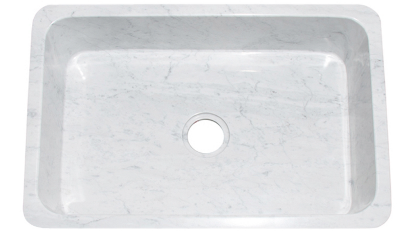 30" White Carrara Marble Farmhouse Sink