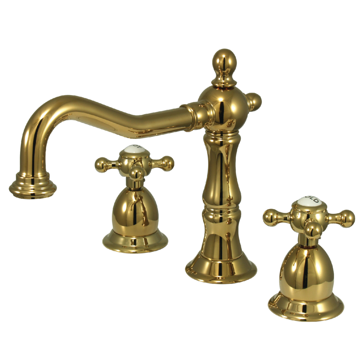 Heritage Deck Mounted Widespread Bathroom Faucet with Cross Spoke Handles