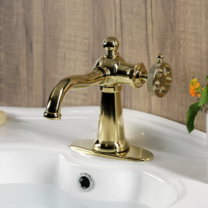 Webb Single-Handle Bathroom Faucet with Deck Plate and Push Pop-Up