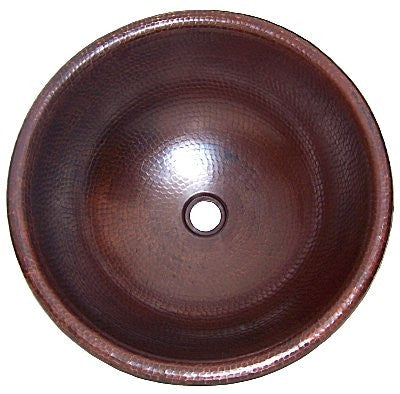 Round 17" Drop In Hammered Copper Sink