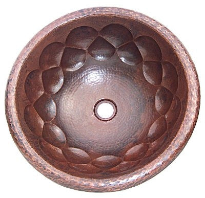 Round 17" Drop In Drops Design Bathroom Copper Sink