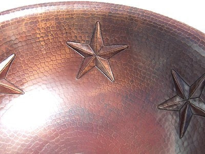 17" Round Copper Bath Sink with Stars