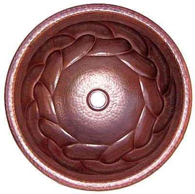 Round 17" Drop In Braided Bathroom Copper Sink