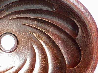 Oval 19" Self Rimming Copper Bath Sink with Twisted Design