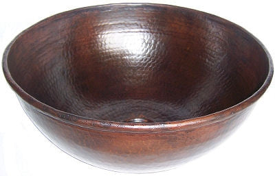 14" Round Hammered Copper Vessel Sink