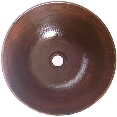 14" Round Hammered Copper Vessel Sink