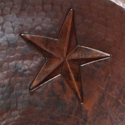 Round Flat Edge 17" Copper Bath Sink Stars Design