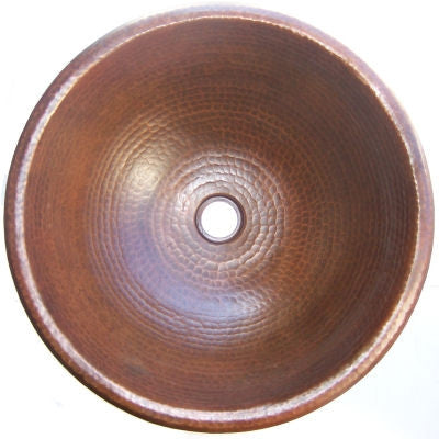 Round 17" Drop In Hammered Copper Sink