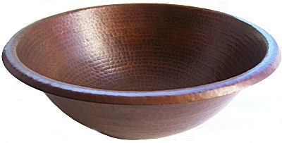 Round 17" Drop In Hammered Copper Sink