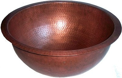 Deep Round 17" Hammered Copper Sink