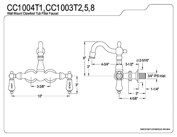 Wall Mount Clawfoot Tub Filler
