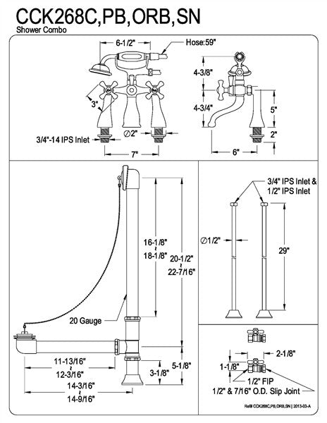 Deck Mount Clawfoot Tub Filler with Hand Shower Package