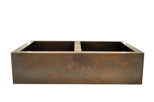 35" Classic Copper Farmhouse Sink 50/50 Split