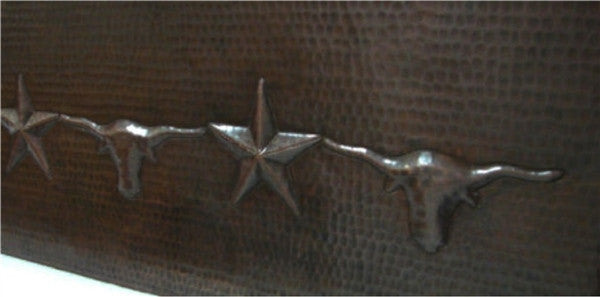 36" Copper Farmhouse Sink w/Barbwire, Stars & Longhorn