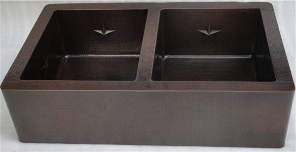 36" Farmhouse Copper Kitchen Sink w/Texas Star