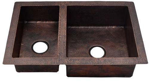 35" Classic Copper Kitchen Sink 60/40 Split