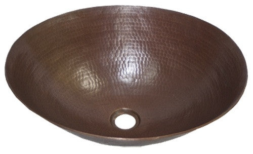 Oval Rimless Vessel Copper Sink