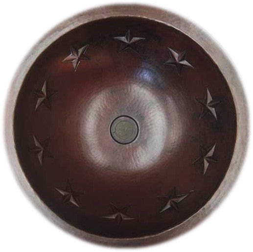 Round Copper Sink with Stars