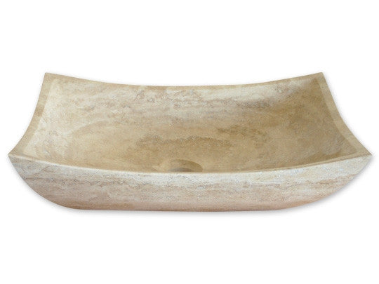 18" Rectangle Honed Beige Travertine Vessel Sink