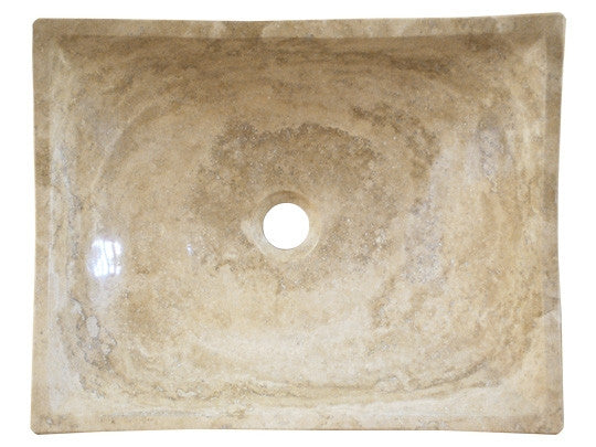18" Rectangle Honed Beige Travertine Vessel Sink