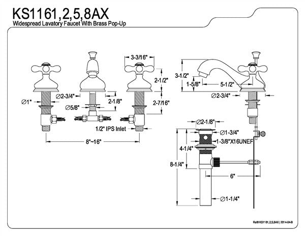 Classic Widespread Lavatory Faucet with Metal Cross Handles