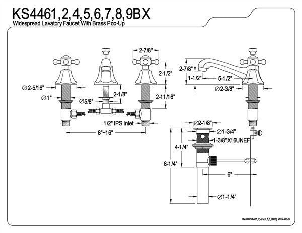 Two Handle Widespread Lavatory Faucet with Pop Up