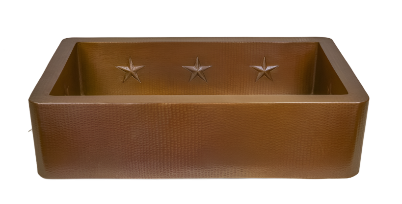 36" Farmhouse Copper Kitchen Sink w/Texas Star