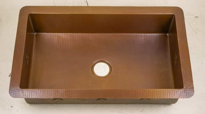 36" Farmhouse Copper Kitchen Sink w/Texas Star