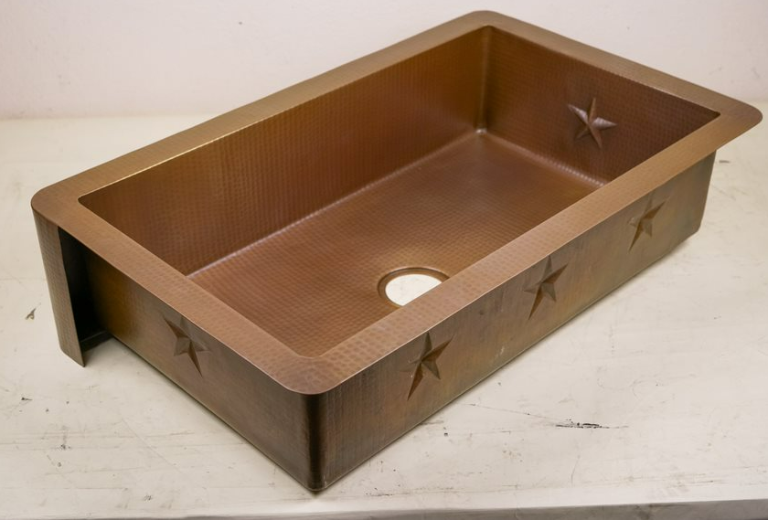 36" Farmhouse Copper Kitchen Sink w/Texas Star