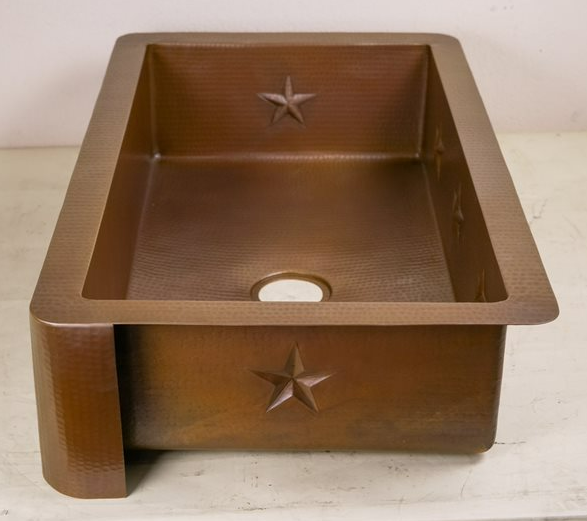 36" Farmhouse Copper Kitchen Sink w/Texas Star