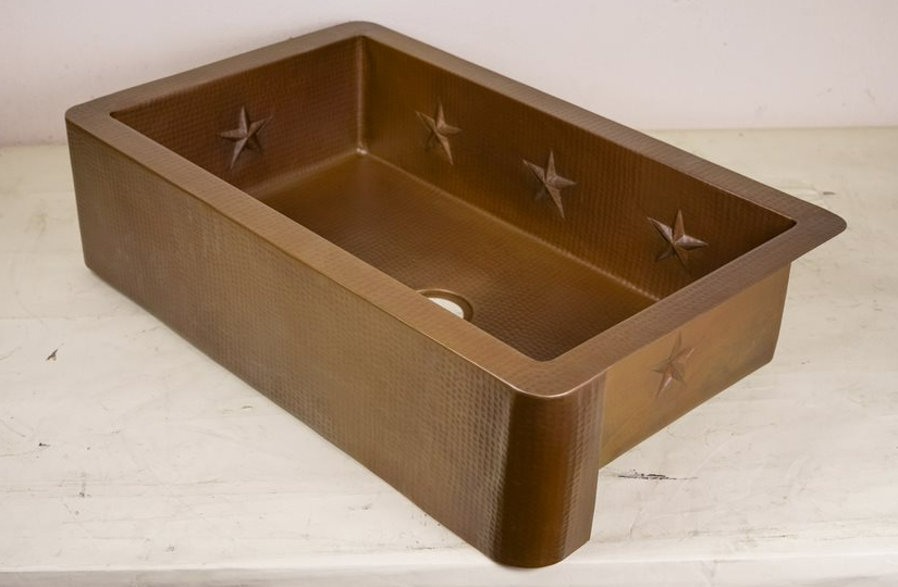 36" Farmhouse Copper Kitchen Sink w/Texas Star