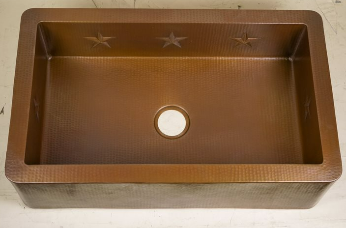36" Farmhouse Copper Kitchen Sink w/Texas Star