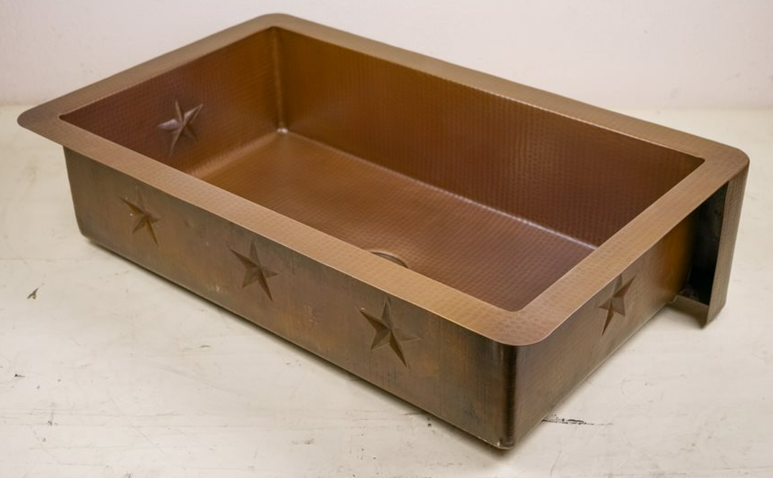 36" Farmhouse Copper Kitchen Sink w/Texas Star