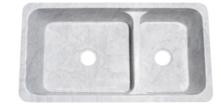 36″Carrara Marble 60/40 Farmhouse Sink
