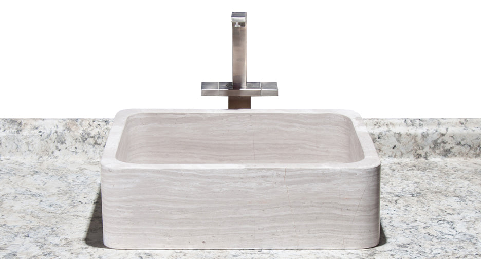 18" Rectangle Stratus Marble–Taupe Light Farmhouse Bathroom Sink