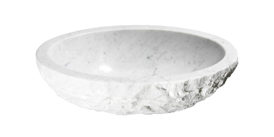 20" Oval Carrara White Marble Sink w/Chiseled Edge